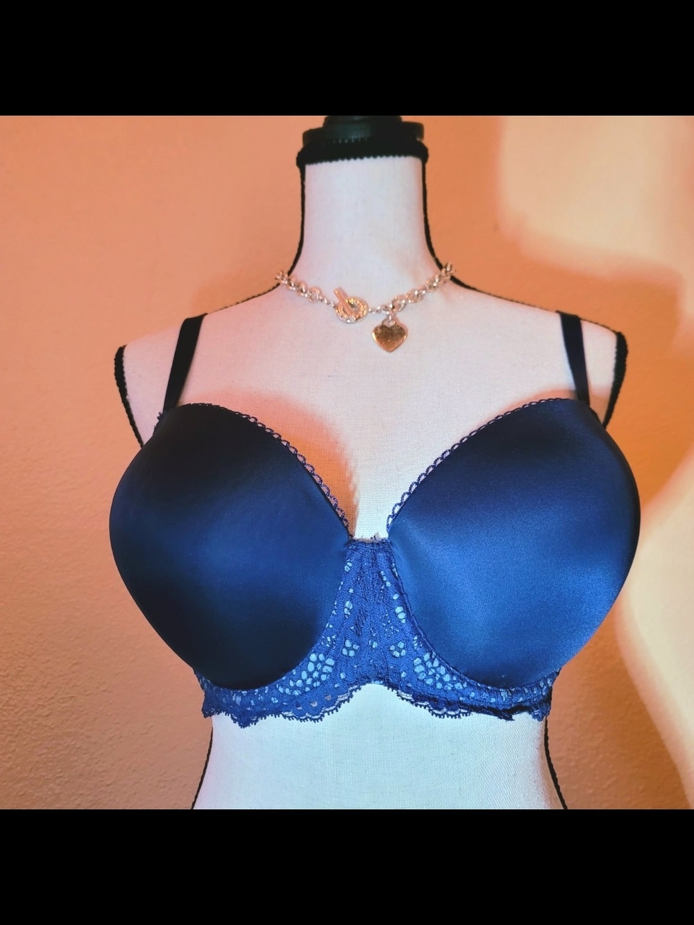 COMBO Victoria's Secret Dream Angels Lightly Lined Lace Demi Bra 34DDD Navy Blue - Picture 3 of 9